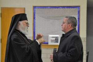 Metropolitan Zembillas and Bishop Bonnar speak before the event.