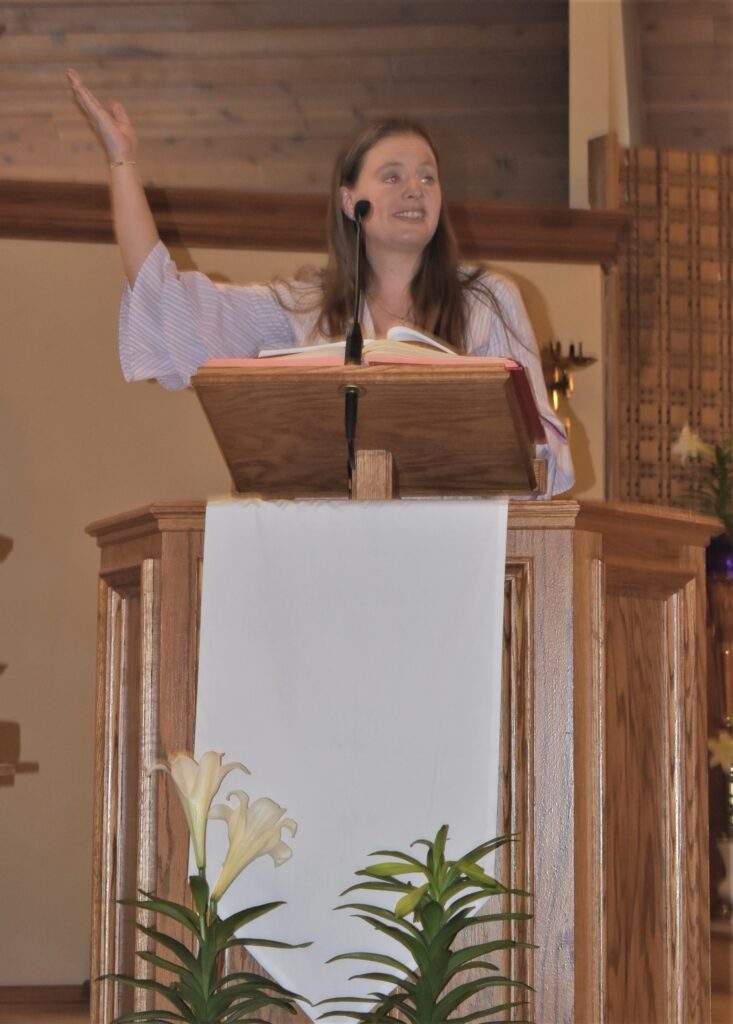 Cantor leads the congregation in song at the Easter Vigil
