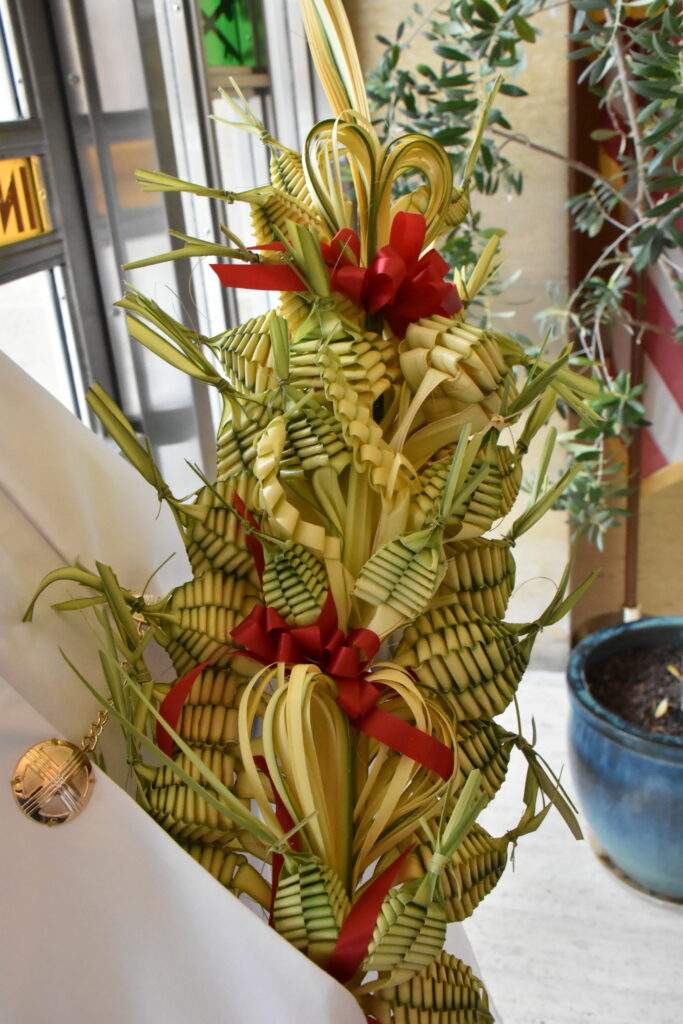Bishop Bonnar's elaborate arrangement of palms