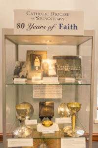 a display case that is part of the 80th anniversary exhibit