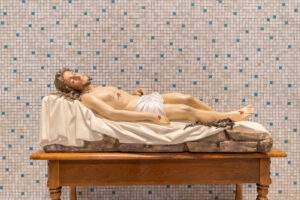 Statue of Jesus from Sts. Cyril and Methodius Church on display at Elizabeth Ann Seton Parish in Warren.