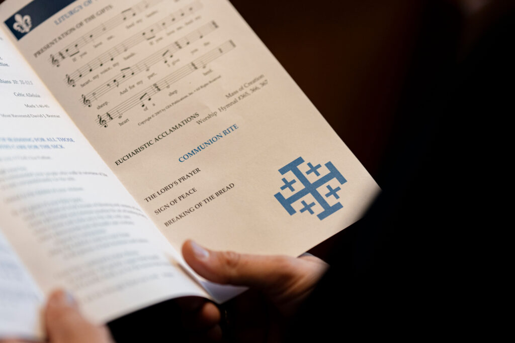 Image of the worship aid for the annual White Mass. Photo by Brian Keith