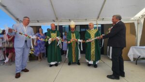Image of the ribbon cutting at Mt. Carmel Parish in Niles. Photo by Karen S. Kastner.